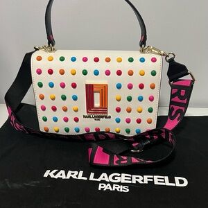 Karl Lagerfeld White Bag with Multicolor Studs